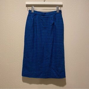 Vintage Pendleton Skirt Size 6 Petite‎ 100% Virgin Wool Blue Plaid Like New